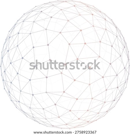 Geometric plexus globe with dots and connections forming spherical mesh isolated on transparent background science and data visualization