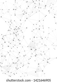 Geometric plexus structure cybernetic concept. Network nodes greyscale plexus background. Net grid of node points, lines matrix. Coordinates structure grid shape vector. Molecule, atoms or neurons.