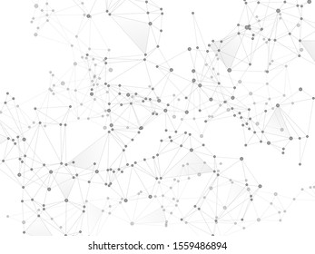 Geometric plexus structure cybernetic concept. Network nodes greyscale plexus background. Coordinates structure grid shape vector. Wireframe minimal design. Net grid of node points, lines matrix.