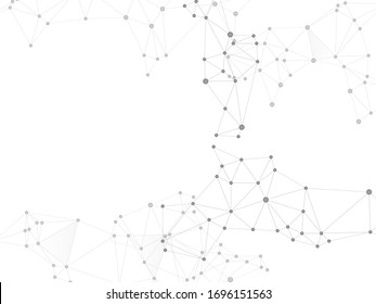 Geometric plexus structure cybernetic concept. Network nodes greyscale plexus background. Wireframe minimal design. Coordinates structure grid shape vector. Nodes and lines polygonal connections.