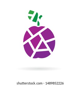 geometric plum fruit icon- vector illustration