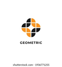Geometric plus logo with mosaic half circle shape. Suitable for hospital, and health company