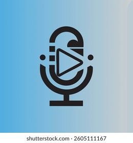 a geometric podcast logo with a play button.eps