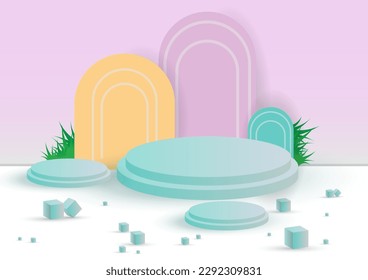 
Geometric podium display background image for merchandise advertising, product display.