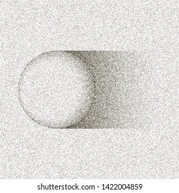 Geometric points shape banner. Abstract grey ball, circle isolated stipple  white background. Silver vintage 3d template poster for design. Graphic drawing for advertisement. 3d vector icon, eps10.
