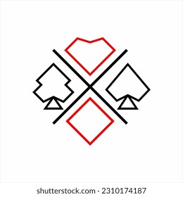 Geometric poker card symbol illustration logo design in line art style. Poker club logo.