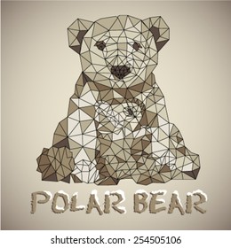 Geometric polar bear artwork and her cub. Vector illustration