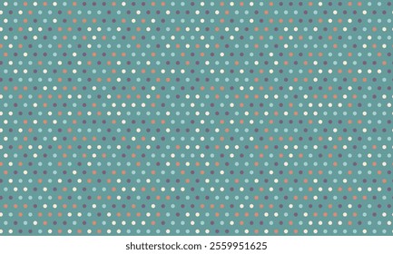 Geometric polka dot pattern with colorful spots, perfect for seamless wallpaper, textile prints, and modern poster backgrounds with an abstract touch.