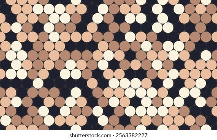 Geometric polka dot pattern with colorful spots, perfect for seamless wallpaper, textile prints, and modern poster backgrounds with an abstract touch.