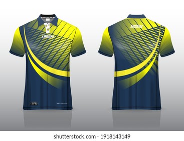 Geometric polo shirt uniform design, can be used for badminton, golf in front view, back view. jersey mockup Vector, design premium very simple and easy to customize.