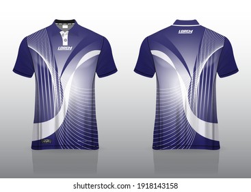 Geometric polo shirt uniform design, can be used for badminton, golf in front view, back view. jersey mockup Vector, design premium very simple and easy to customize.