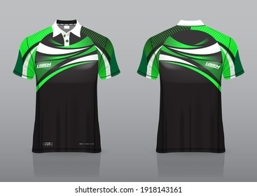 Geometric polo shirt uniform design, can be used for badminton, golf in front view, back view. jersey mockup Vector, design premium very simple and easy to customize.