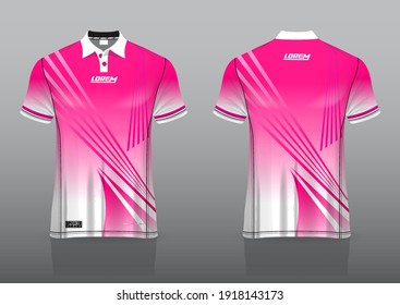 Geometric polo shirt uniform design, can be used for badminton, golf in front view, back view. jersey mockup Vector, design premium very simple and easy to customize.