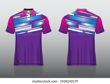 Geometric polo shirt uniform design, can be used for badminton, golf in front view, back view. jersey mockup Vector, design premium very simple and easy to customize.