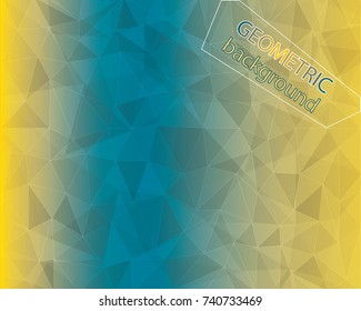 Geometric polygon background. Blue and yellow gradient illustration