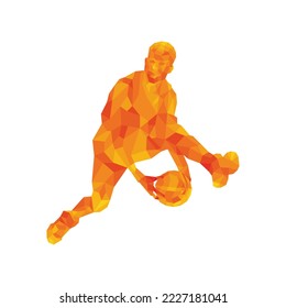 Geometric polygon basketball player jumping dunking vector illustration