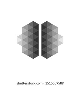 Geometric polygon brain logo design vector template