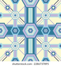 geometric polygon fabric pattern cream purple blue pastel