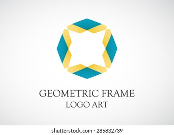 Geometric polygon frame colorful logo element design symbol icon vector template shape