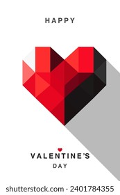 Dieses Bild des Valentinstag ist ein geometrisches Polygonherz mit Mosaik und eignet sich für moderne, künstlerische Grußkarten oder dynamische Social-Media-Diagramme