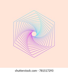 Geometric polygon line figure on a peach background. Vector illustration. 