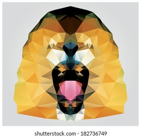 Geometric polygon lion head roaring, pattern design, vector illustration