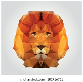 Geometric polygon lion head, triangle pattern, vector illustration