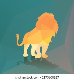Geometric polygon lion. Low poly Triangles animal. Vector illustration