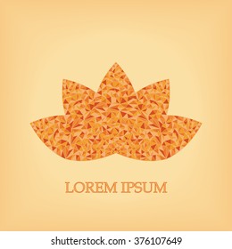 Geometric and polygon orange vector lotus flowers icon