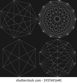 Geometrisches Polygonset mit diagonalen Ecken gezeichnet. Geometrische Vektordesign-Form, Element