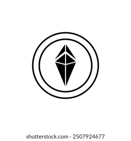 Geometric polygon symbol within concentric circles. Represents blockchain technology, cryptocurrency concepts, digital innovation, fintech logos, and modern tech branding in visual design.