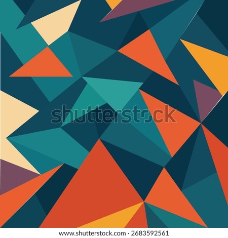 Geometric Polygonal Abstract Background with Colorful Triangles