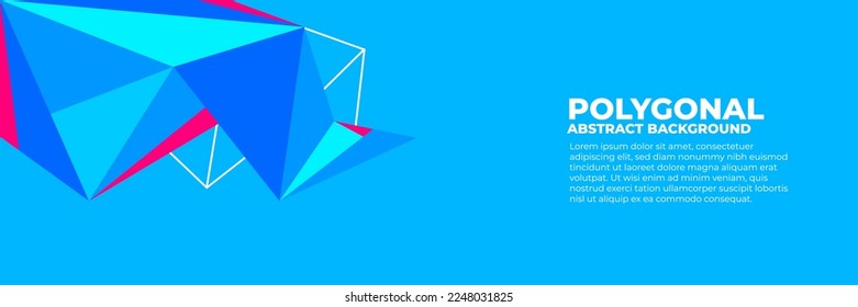 Geometric polygonal abstract background with triangles trendy fresh color combination, low poly banner horizontal with copy sapce for place text or object