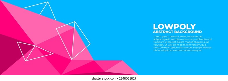 Geometric polygonal abstract background with triangles trendy fresh color combination, low poly banner horizontal with copy sapce for place text or object