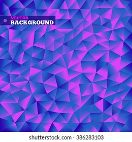 Geometric polygonal background. Blue, purple colors and gradient. Origami style. Design for sites or for business