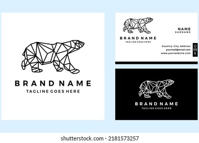 Geometric polygonal bear logo with business card design