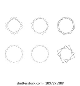  Geometric polygonal black linear frame. Set  shapes. Concept for your  design. 