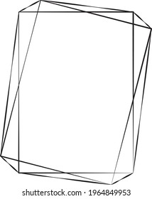 Geometric polygonal black linear frame. Set cristal shapes. Vector illustration for design greeting cards.