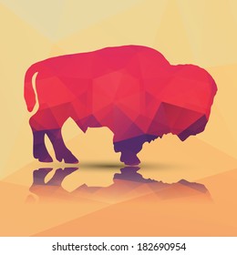 Geometric polygonal buffalo, pattern design, vector illustration