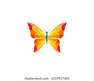 Geometric polygonal butterfly. Abstract colorful animal. Vector illustration.