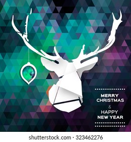 Geometric Polygonal Deer. Merry Christmas and Happy New Year concept. Holiday
design background. Vector illustration eps10
