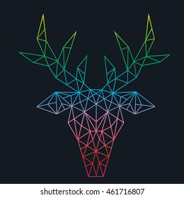 Geometric Polygonal Deer. Merry Christmas and Happy New Year 2017 concept. Holiday design background