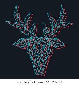 Geometric Polygonal Deer. Merry Christmas and Happy New Year 2017 concept. Holiday design background