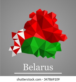 Geometric polygonal design map of Belarus.