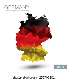 Geometric polygonal design vector map of Germany. Geometric Germany flag overlay on  Germany map.