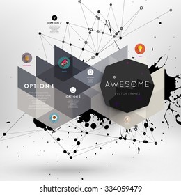 Geometric Polygonal Elements. Scientific Future Technology Concept. Template with Icons and Options. Infographic Elements. Design Layout for Business Cards, Websites, Presentations, Flyers and Posters