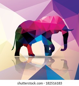 Geometric polygonal elephant, pattern design, vector illustration