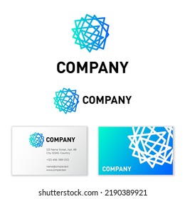 Geometric polygonal emblem like a chaotic skein. Business card. Emblem for business, sport, app, internet, online shop, label or packaging.