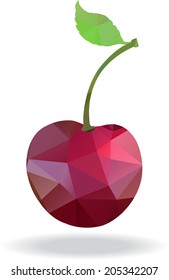 Geometric polygonal fruit, triangles, cherry, 