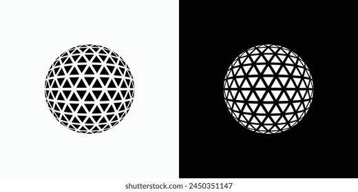 Geometric polygonal globe mosaic vector logo design with modern, simple, clean and abstract style.